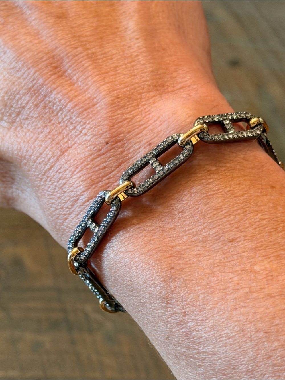 Bomb Party New Pulley - Gold and Hematite Pavรฉ Link Bracelet